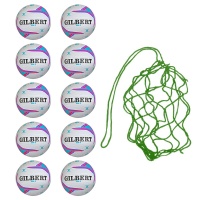 Net of 10 Gilbert APT Netball Training Balls